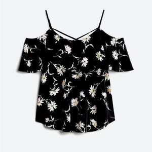 Kaileigh Stitch Fix Valette Back‎ Detail Cold Shoulder Knit Top Printed Blouse